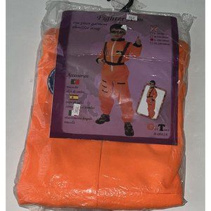 Astronaut Space Suit Boys 120-130 CM Size 6 8 Orange Jumpsuit Halloween Costume